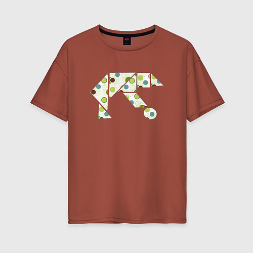 Женская футболка оверсайз Origami bear / Кирпичный – фото 1
