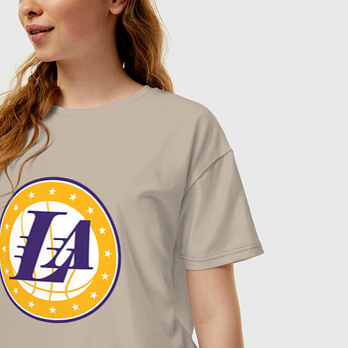 Женская футболка оверсайз Lakers stars / Миндальный – фото 3