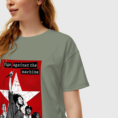 Женская футболка оверсайз Rage Against the Machine - group / Авокадо – фото 3