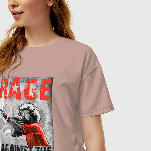 Женская футболка оверсайз RATM - curly vocalist / Пыльно-розовый – фото 3