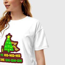 Футболка оверсайз женская Новогодние голоса, цвет: белый — фото 2