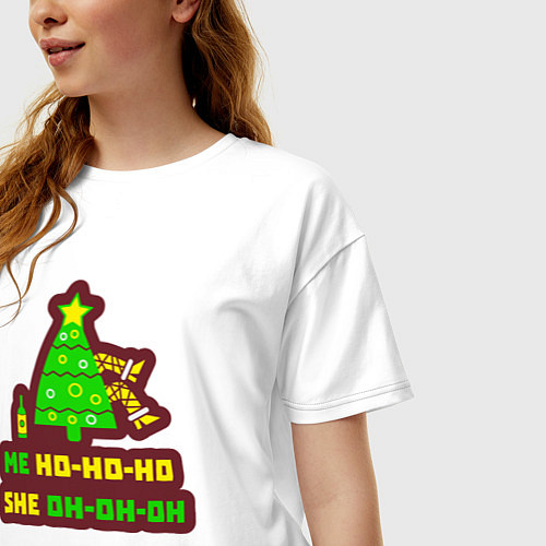 Женская футболка оверсайз Новогодние голоса / Белый – фото 3