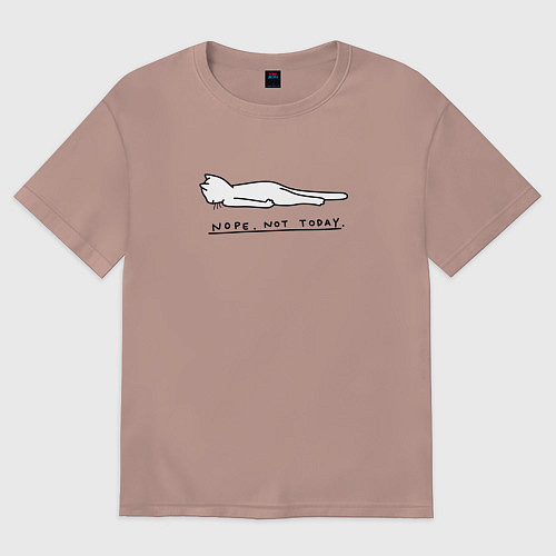 Женская футболка оверсайз Нет не сегодня - котик / Пыльно-розовый – фото 1