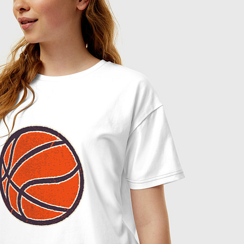 Женская футболка оверсайз Оранжевый мяч / Белый – фото 3