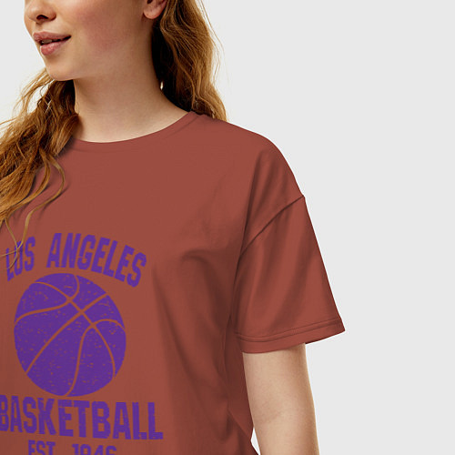 Женская футболка оверсайз Basketball Los Angeles / Кирпичный – фото 3