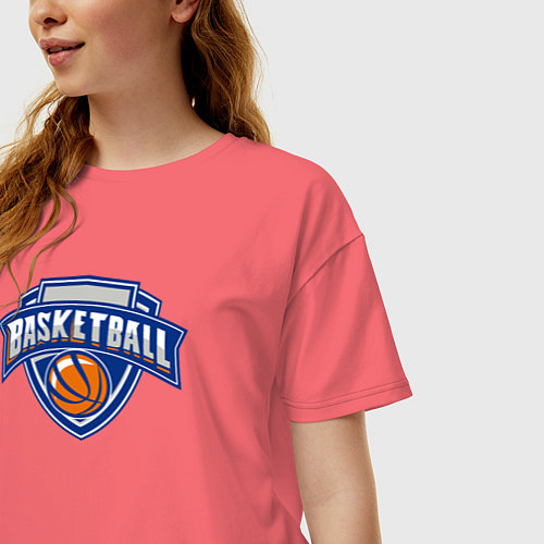 Женская футболка оверсайз Basketball team / Коралловый – фото 3