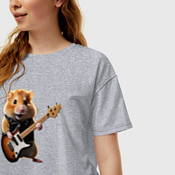 Футболка оверсайз женская Хомяк-певец, цвет: меланж — фото 2