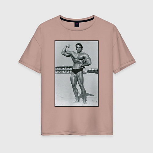 Женская футболка оверсайз Mister Schwarzenegger / Пыльно-розовый – фото 1