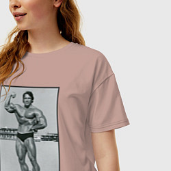 Футболка оверсайз женская Mister Schwarzenegger, цвет: пыльно-розовый — фото 2