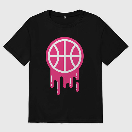 Женская футболка оверсайз Pink basketball / Черный – фото 1