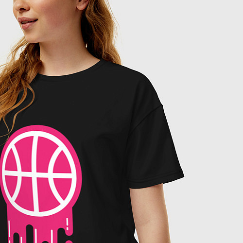 Женская футболка оверсайз Pink basketball / Черный – фото 3