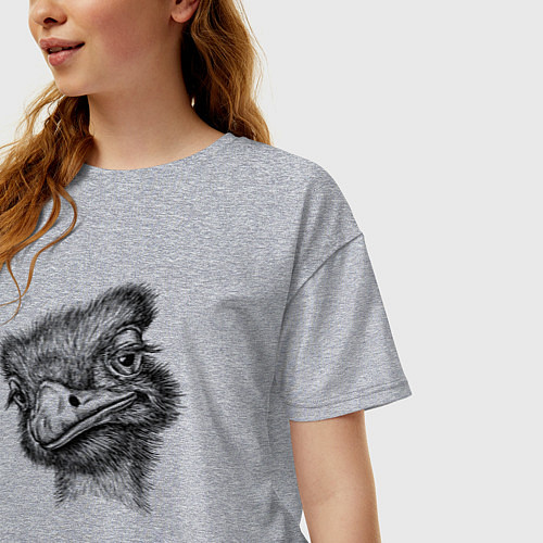 Женская футболка оверсайз Страусиха / Меланж – фото 3