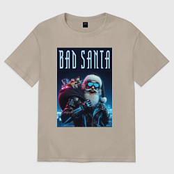 Футболка оверсайз женская Bad santa - ai art, цвет: миндальный