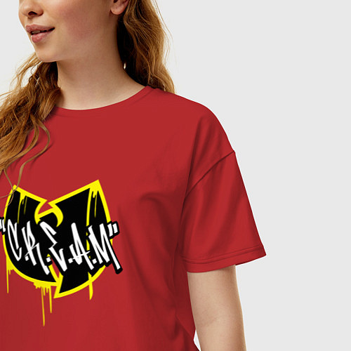 Женская футболка оверсайз Wu-Tang cream / Красный – фото 3
