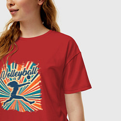 Футболка оверсайз женская Volleyball boom, цвет: красный — фото 2