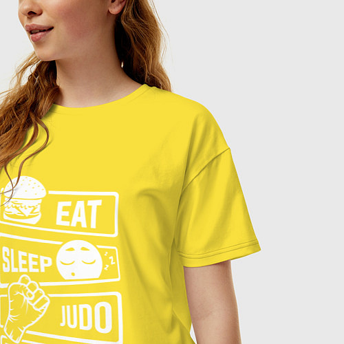 Женская футболка оверсайз Есть спать дзюдо / Желтый – фото 3
