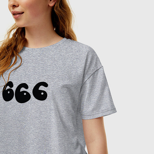 Женская футболка оверсайз Три шестерки / Меланж – фото 3