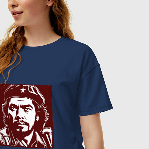 Женская футболка оверсайз Взгляд Команданте / Тёмно-синий – фото 3