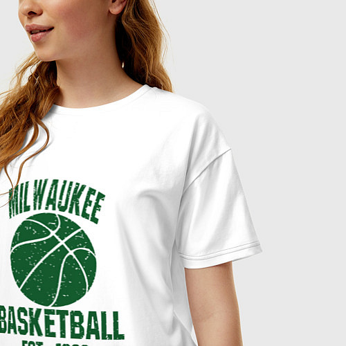 Женская футболка оверсайз Milwaukee basketball 1968 / Белый – фото 3