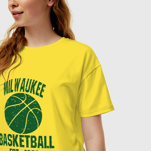 Женская футболка оверсайз Milwaukee basketball 1968 / Желтый – фото 3