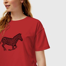 Футболка оверсайз женская Профиль скачущей зебры, цвет: красный — фото 2
