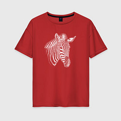 Футболка оверсайз женская Гравюра голова зебры, цвет: красный