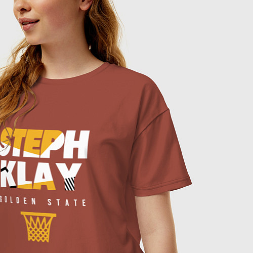 Женская футболка оверсайз Steph and Klay / Кирпичный – фото 3