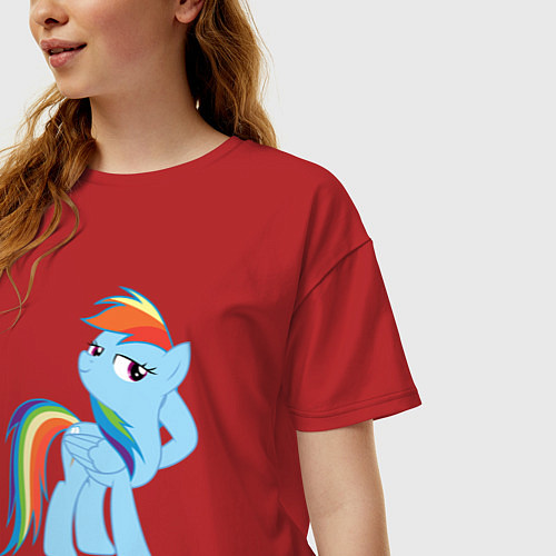 Женская футболка оверсайз Крутая Рейнбоу Дэш / Красный – фото 3