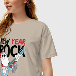 Футболка оверсайз женская New year - rock, цвет: миндальный — фото 2