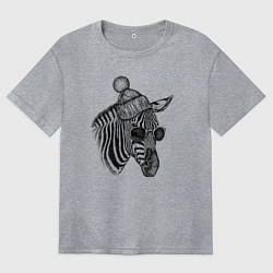 Футболка оверсайз женская Зебра хипстер, цвет: меланж