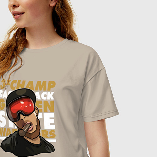 Женская футболка оверсайз Golden warriors / Миндальный – фото 3