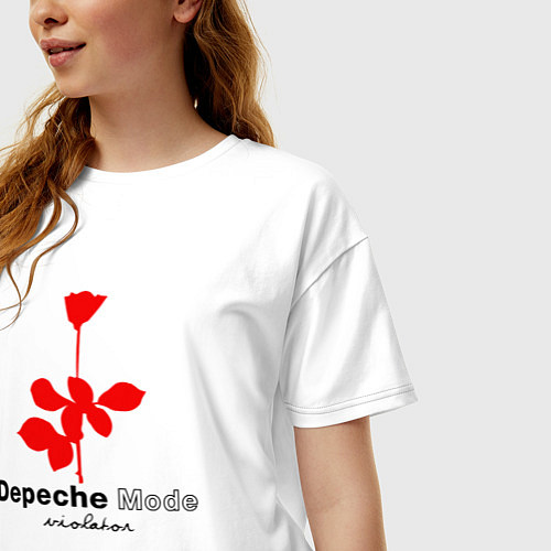 Женская футболка оверсайз Depeche Mode - Violator album logo / Белый – фото 3