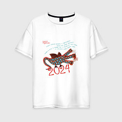 Женская футболка оверсайз Новый год с русским драконом