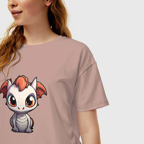 Женская футболка оверсайз Дракончик сюрпризик / Пыльно-розовый – фото 3