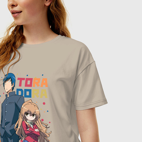 Женская футболка оверсайз Торадора / Миндальный – фото 3