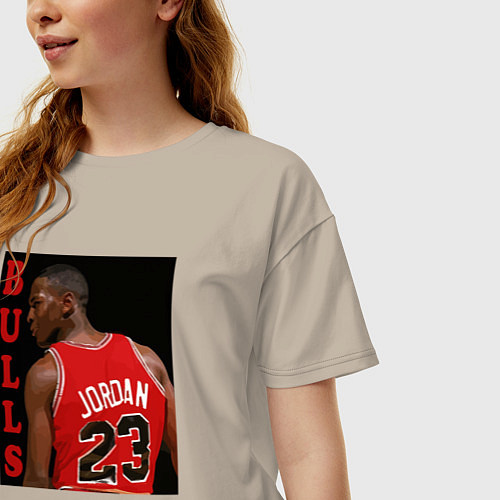 Женская футболка оверсайз Bulls Jordan / Миндальный – фото 3