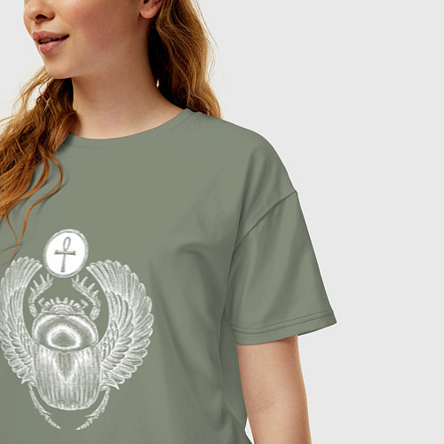 Женская футболка оверсайз Жук-скарабей египетский / Авокадо – фото 3