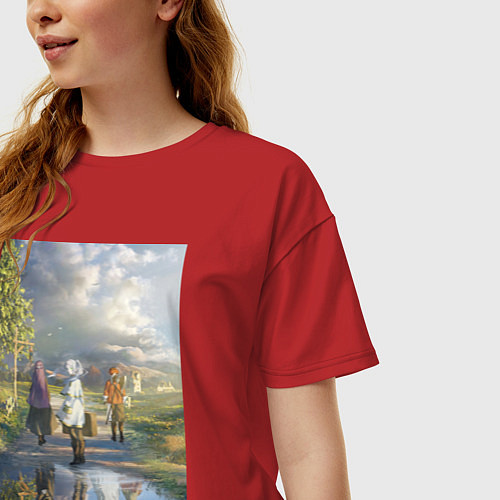 Женская футболка оверсайз Фрирен провожающая в путь / Красный – фото 3