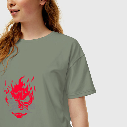 Женская футболка оверсайз Логотип Samurai Cyberpunk 2077 / Авокадо – фото 3