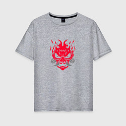 Футболка оверсайз женская Логотип Samurai Cyberpunk 2077 - симметричный, цвет: меланж