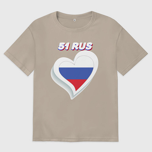 Женская футболка оверсайз 51 регион Мурманская область / Миндальный – фото 1