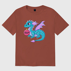 Футболка оверсайз женская Дракон - символ 2024 года, цвет: кирпичный
