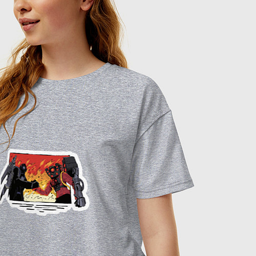 Женская футболка оверсайз Титан Спикермен с титаном Камераменом / Меланж – фото 3