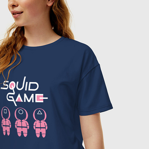Женская футболка оверсайз The Squid Game - Guardians / Тёмно-синий – фото 3