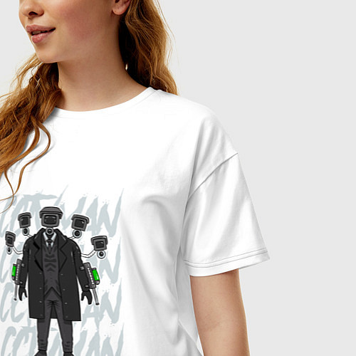 Женская футболка оверсайз Large TV Man / Белый – фото 3