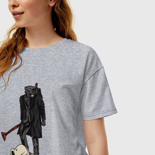 Женская футболка оверсайз Камерамен победил скибиди туалет / Меланж – фото 3