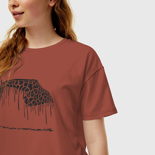Женская футболка оверсайз Чернильный жираф / Кирпичный – фото 3