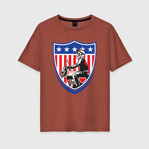 Женская футболка оверсайз Американский байкер / Кирпичный – фото 1