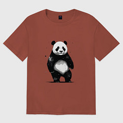 Футболка оверсайз женская Панда стоит, цвет: кирпичный