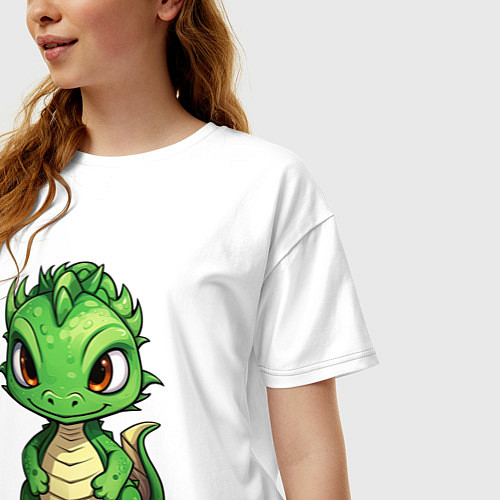 Женская футболка оверсайз Маленький дракон 2024 / Белый – фото 3